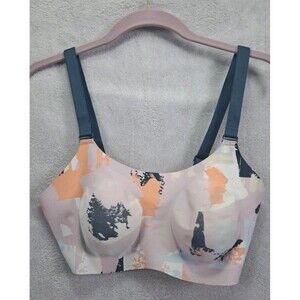 Knix Evolution Wireless Reversible Bra Size 6 Pink Multi Graphics Crossback